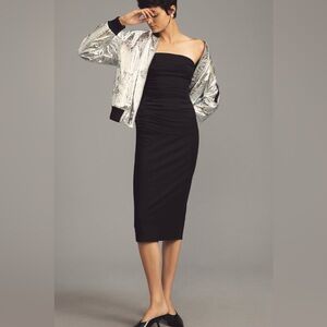 Anthropologie Strapless Black Mesh Midi Dress XL